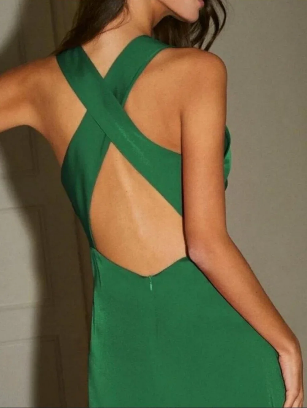 Commense Dress, New!Size L, Emerald Green, Halter - Picture 8 of 11